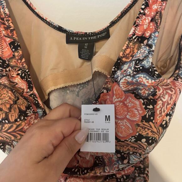 NWT A Pea In The Pod Square-Neck Maternity One Piece Swimsuit Floral Size M - Picture 3 of 6